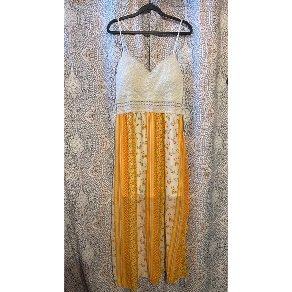 Bohemian Floral & Lace Maxi Dress XL - Picture 2 of 11